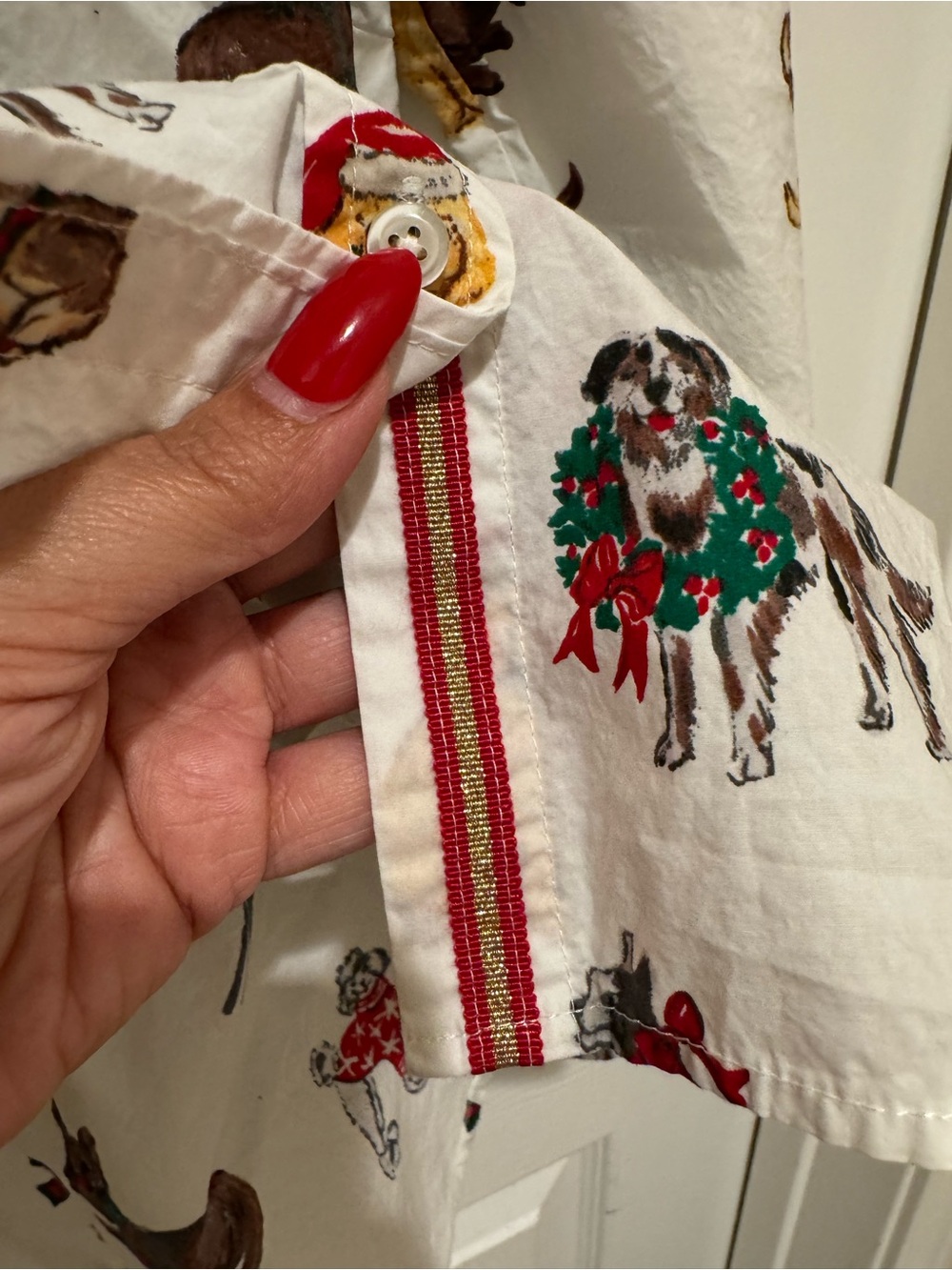 Talbots White Button-Up Shirt with Playful Dog Print - Picture 9 of 12
